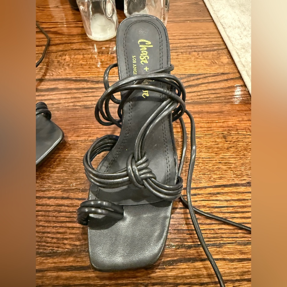 New (Size 7.5) Chase + Chloe Black Strappy High Heels